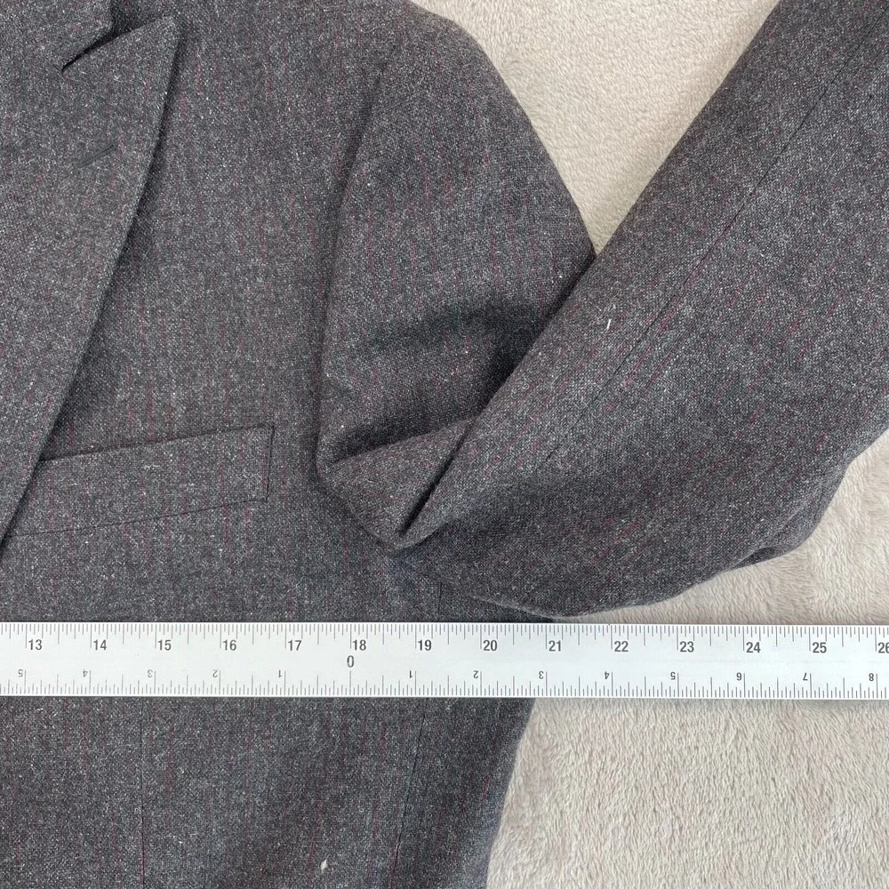 John Varvatos Sports‎ Coat Blazer Men 40R Grey Striped Wool Blend 2 Button Front